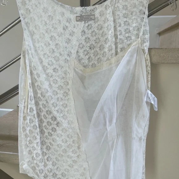 Vintage Nina RICCI Elegant White Lace Sleeveless Top